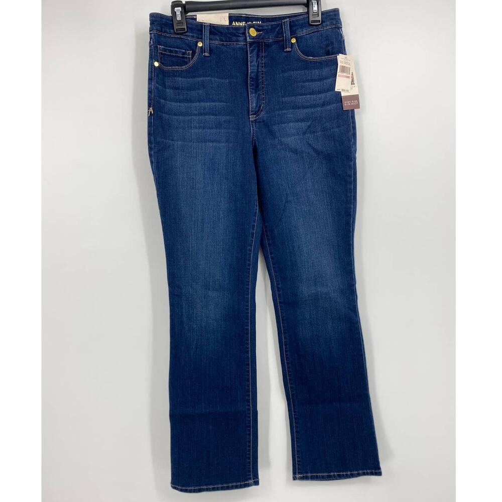 Anne Klein Womens High Rise Slim Boot Blue Denim Jeans NEW Size 10P